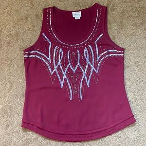 Women’s Ariat Maroon Beaded Tank Top Size M